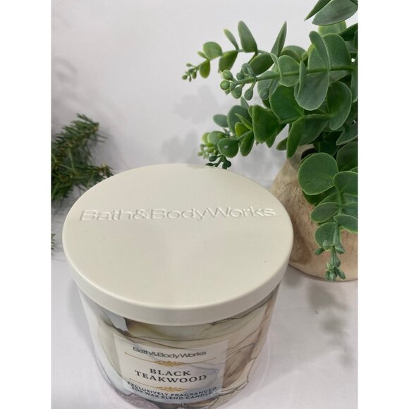 Bath & Body Works “Black Teakwood” New 3 Wick Candle - Picture 4 of 7